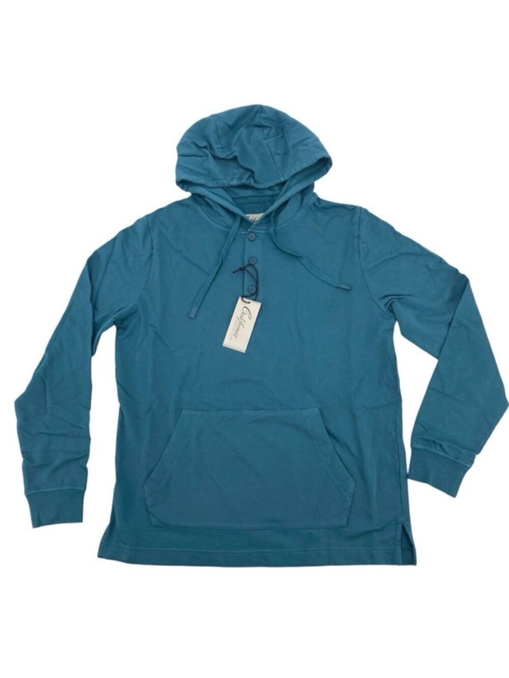 California Shirt Co Mens Size Small Henley Hooded Long Sleeve Shirt Spruce NEW